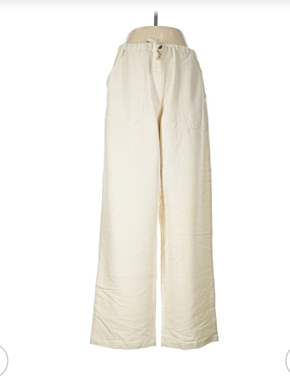 Caribbean Joe Cream Velour Drawstring Wide-Leg Pants Size Large